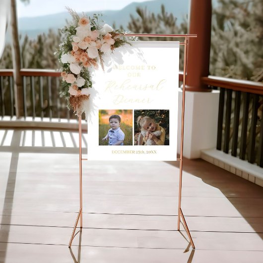 ミニマル写真リハーサル夕食歓迎サイン 箔ポスター