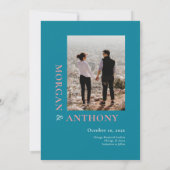 ミニマル写真ヴィンテージメロンティール（緑がかった色）マゼンタ セーブザデート (裏面)