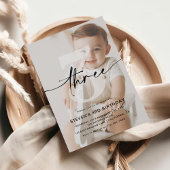 ミニマル写真三歳の誕生日 招待状