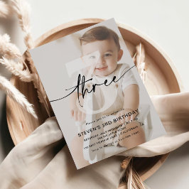 ミニマル写真三歳の誕生日 招待状