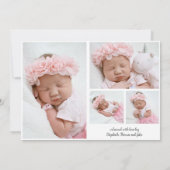 ミニマル写真両面コラージュベビーガール 案内状 (裏面)