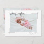 ミニマル写真両面コラージュベビーガール 案内状 (正面/裏面)
