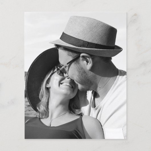 ミニマル写真予算ウェディングシャワー招待状 (裏面)