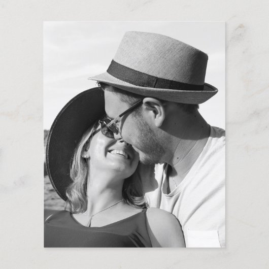 ミニマル写真予算結婚式招待状 (裏面)