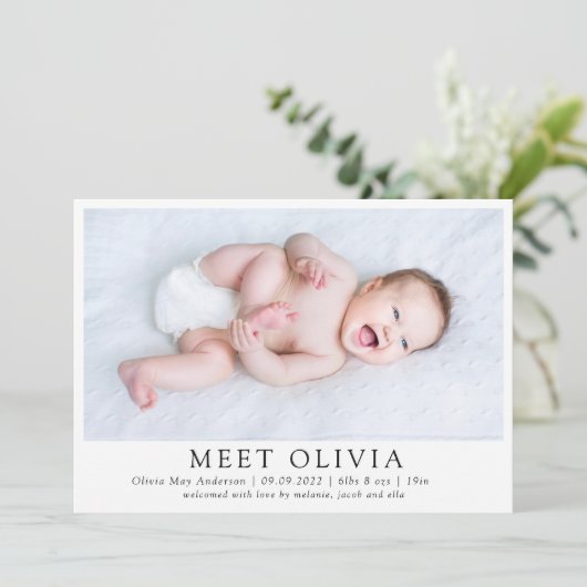 ミニマル写真会ベビー誕生発表 案内状 (スタンド正面)