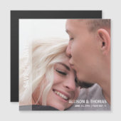 ミニマル写真保存結婚日時 マグネット招待状 (正面/裏面)