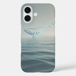 ミニマル写真写実性クジラの輪郭 iPhone 16ケース