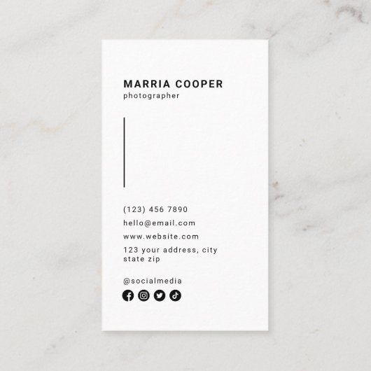ミニマル写真写真ソーシャルメディア 名刺 (裏面)