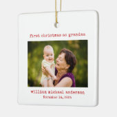 ミニマル写真初めてのクリスマスおばあちゃん セラミックオーナメント (左)