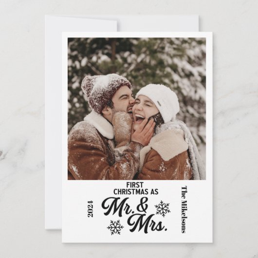 ミニマル写真初めてのクリスマスのミスターとミセス シーズンカード (正面)