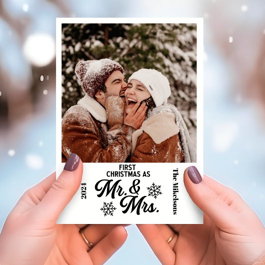 ミニマル写真初めてのクリスマスのミスターとミセス シーズンカード