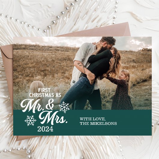 ミニマル写真初めてのクリスマスのミスターとミセス シーズンカード