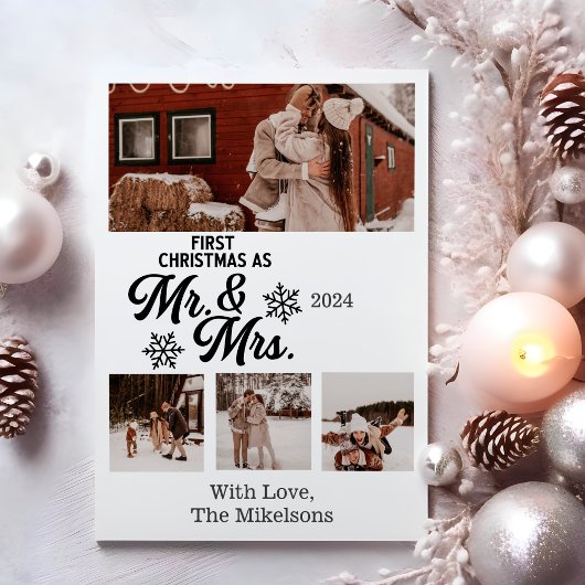 ミニマル写真初めてのクリスマスのミスターとミセス シーズンカード