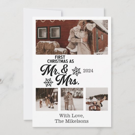 ミニマル写真初めてのクリスマスのミスターとミセス シーズンカード (正面)
