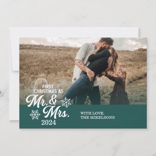 ミニマル写真初めてのクリスマスのミスターとミセス シーズンカード (正面)