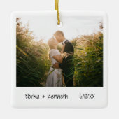 ミニマル写真初めてのクリスマス結婚した新婚 セラミックオーナメント (正面)