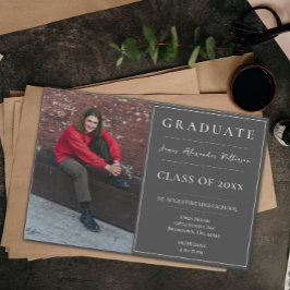 ミニマル写真卒業オープンハウス |グレー 招待状