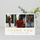 ミニマル写真卒業サンキューカード 箔招待状 (立ち正面)