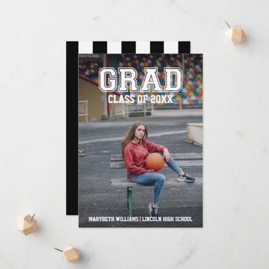 ミニマル写真卒業バーシティ発表 案内状 (正面/裏面インサイチュ)