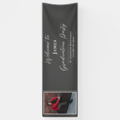 ミニマル写真卒業パーティーへようこそ |グレー 横断幕 (縦)