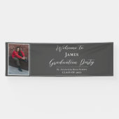 ミニマル写真卒業パーティーへようこそ |グレー 横断幕 (横)