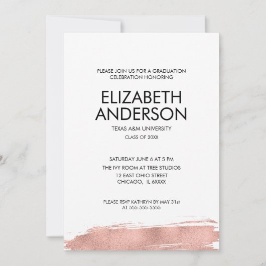 ミニマル写真卒業パーティーカード 招待状 (裏面)