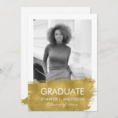 ミニマル写真卒業パーティーカード 招待状 (正面/裏面)