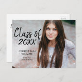 ミニマル写真卒業パーティーポストカード インビテーションポストカード (正面/裏面)