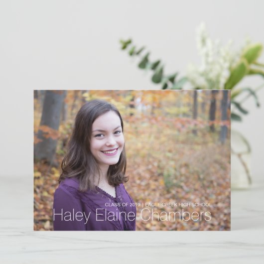 ミニマル写真卒業パーティー招待状 招待状 (スタンド正面)