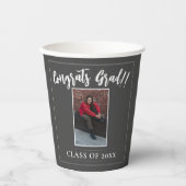 ミニマル写真卒業パーティー |グレー 紙コップ (正面)