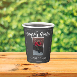 ミニマル写真卒業パーティー |グレー 紙コップ