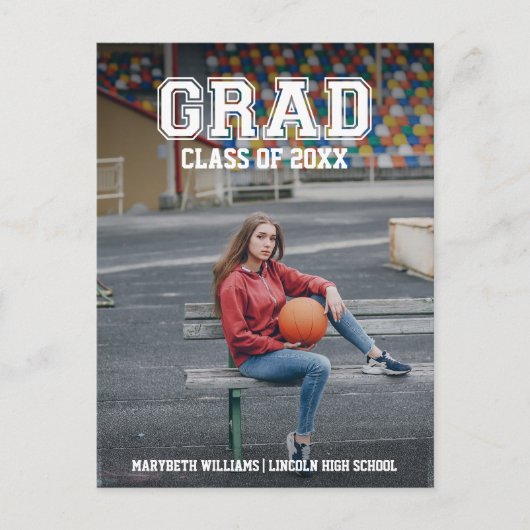 ミニマル写真卒業発表はがき インビテーションポストカード (正面)