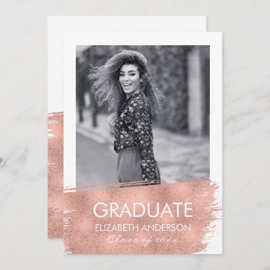 ミニマル写真卒業発表カード 案内状 (正面/裏面)