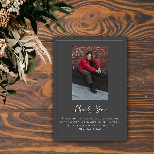 ミニマル写真卒業 |グレーカード サンキューカード