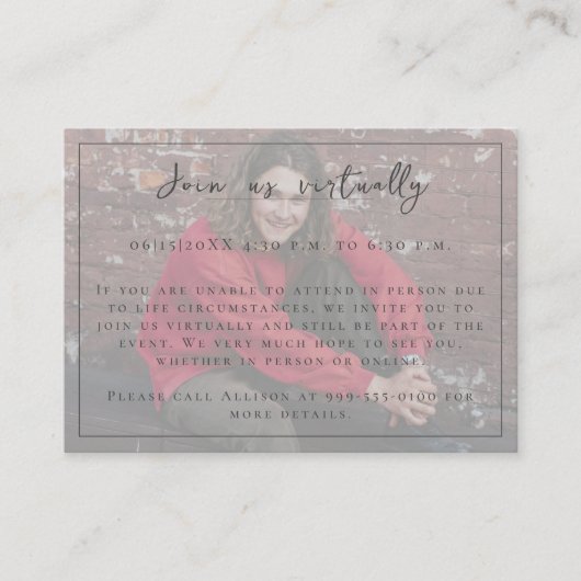 ミニマル写真卒業 |グレー エンクロージャーカード (正面)