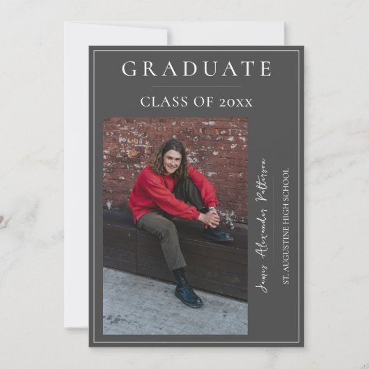 ミニマル写真卒業 |グレー 案内状 (正面)