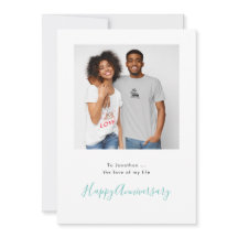 ミニマル写真名カスタムティール（緑がかった色）記念日カード