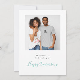 ミニマル写真名カスタムティール（緑がかった色）記念日カード