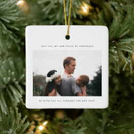 ミニマル写真喜びとクリスマスの平和 セラミックオーナメント