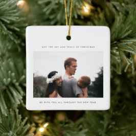 ミニマル写真喜びとクリスマスの平和 セラミックオーナメント