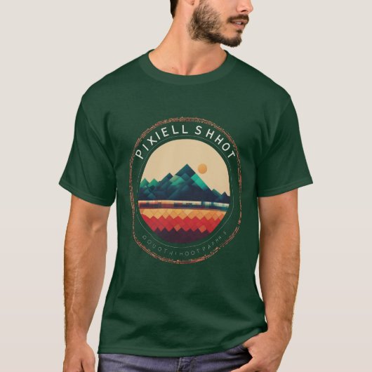 ミニマル写真家のラウンドロゴ「pixelshoot」 tシャツ (正面)