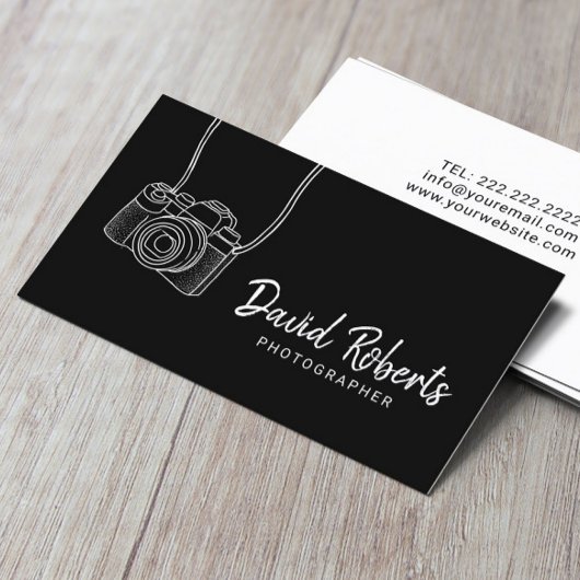 ミニマル写真家カメラブラック撮影B 名刺