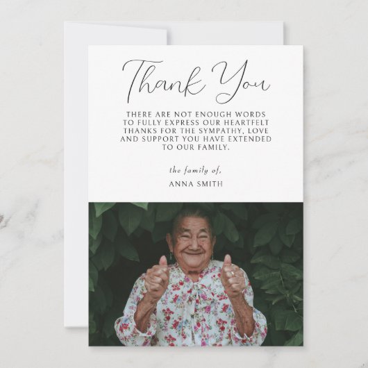 ミニマル写真悔やみや弔慰書道葬儀 サンキューカード (正面)