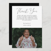 ミニマル写真悔やみや弔慰書道葬儀 サンキューカード (正面/裏面)