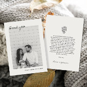 ミニマル写真手描きブーケ結婚ス サンキューカード