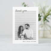 ミニマル写真手描きブーケ結婚ス サンキューカード (スタンド正面)