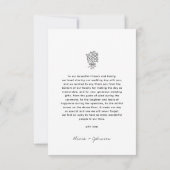 ミニマル写真手描きブーケ結婚ス サンキューカード (裏面)