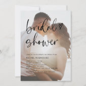 ミニマル写真手書きハートブライダルシャワー 招待状 (正面)