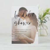 ミニマル写真手書きハートブライダルシャワー 招待状 (スタンド正面)
