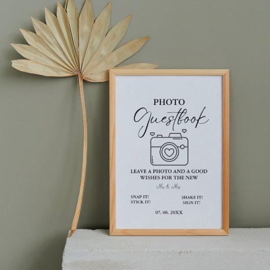 ミニマル写真招待帳の間引き写真のサイン ポスター